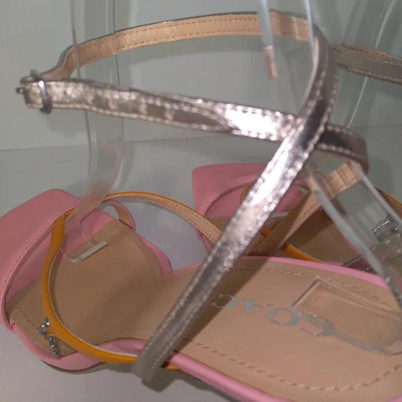 Coach Kali Women's Pink/Metallic Champagne/Orange Ankle Strap Heels- Size 10 - Picture 10 of 10